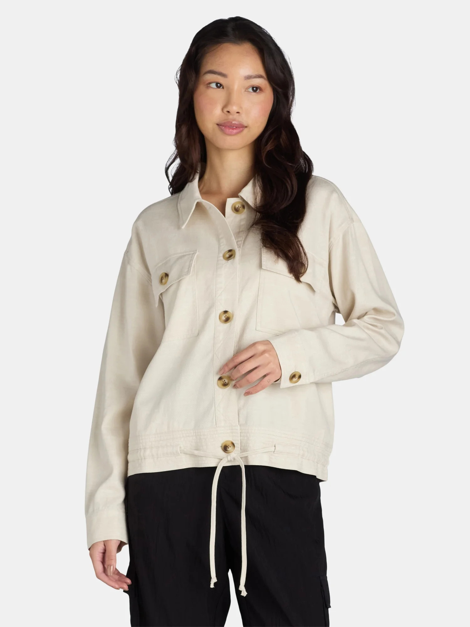 Time and Tru Women's Cropped Utility Jacket, Sizes XS-XXXL - Walmart.com | Walmart (US)