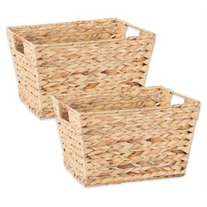 DII Modern Metal Water Hyacinth Medium Basket in Natural (Set of 2) | Homesquare