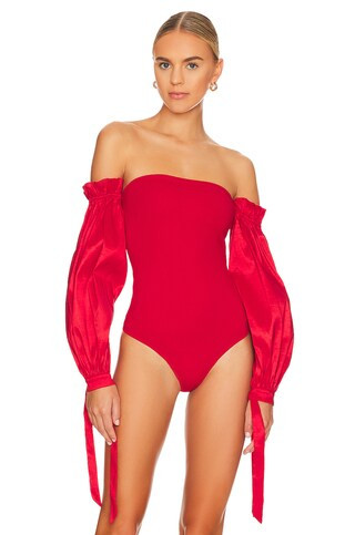 MAJORELLE Bliss Bodysuit in Berry Red from Revolve.com | Revolve Clothing (Global)
