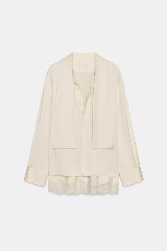 ZW COLLECTION COMBINED SATIN BLOUSE | Zara UK