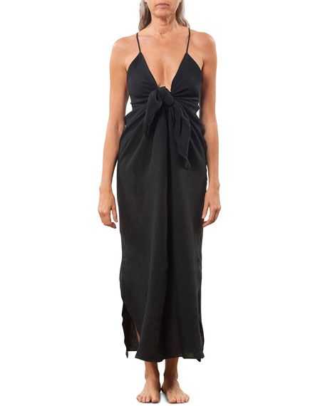 Mara Hoffman Lolita Plunging Maxi Coverup Dress | Neiman Marcus