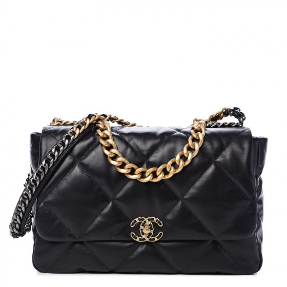 CHANEL Goatskin Quilted Maxi Chanel 19 Flap Black | FASHIONPHILE | Fashionphile