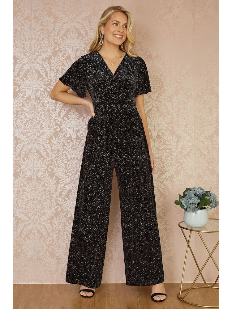 Yumi Black Sparkle Velvet Jumpsuit | Next EU