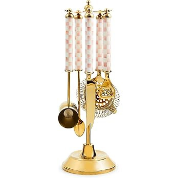 MACKENZIE-CHILDS 3260 Bar-Tool Set, 5-Piece Set with Stainless-Steel Jigger, Strainer, Bottle Ope... | Amazon (US)