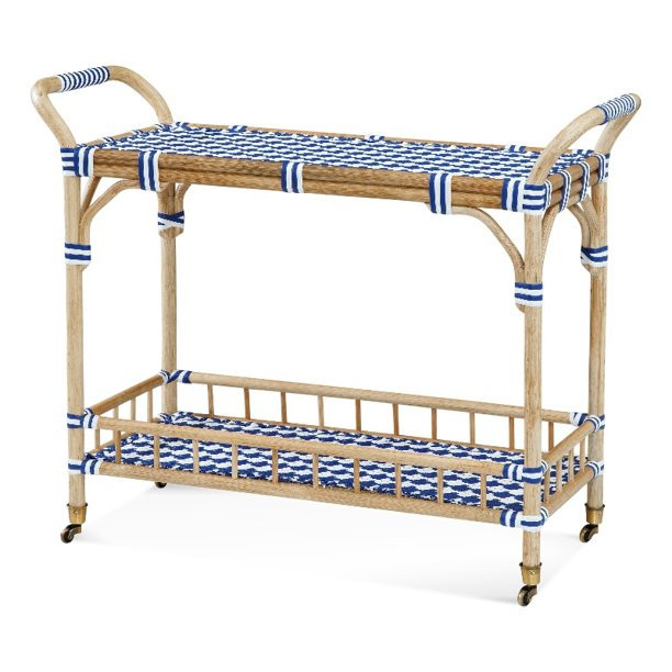Ventana Rattan Bar Cart in Blue and White | Walmart (US)