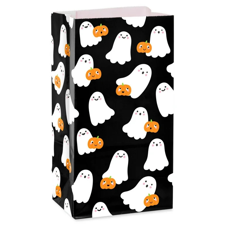 American Greetings 10" Black Halloween Goodie Bag, Ghosts and Pumpkins (1-Count) | Walmart (US)