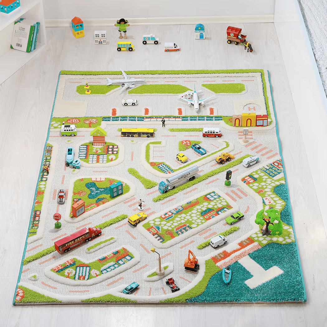 IVI Mini City 59" L x 39" W Play Mat Rug for Bedroom Kids Den Playroom | Amazon (US)