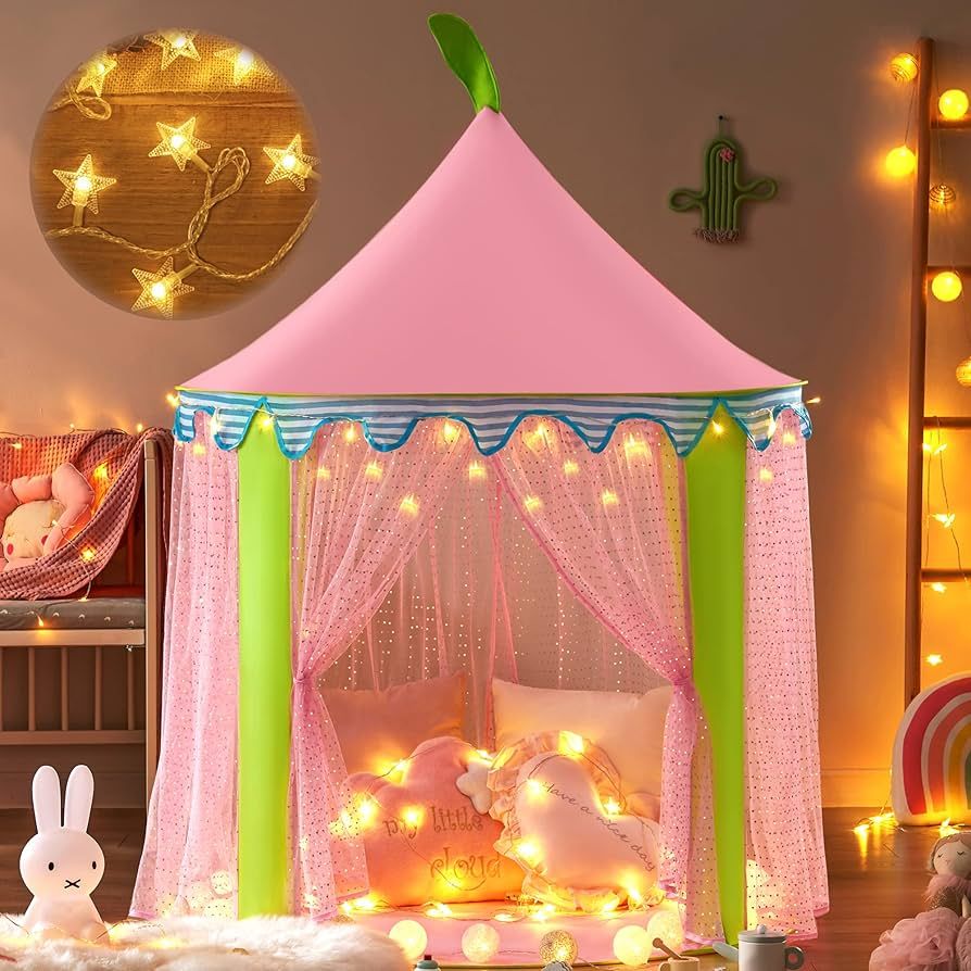 Tiny Land Princess-Tent with Star Lights & Carry Case, Pop Up Play-Tent, Princess Castle Indoor P... | Amazon (US)