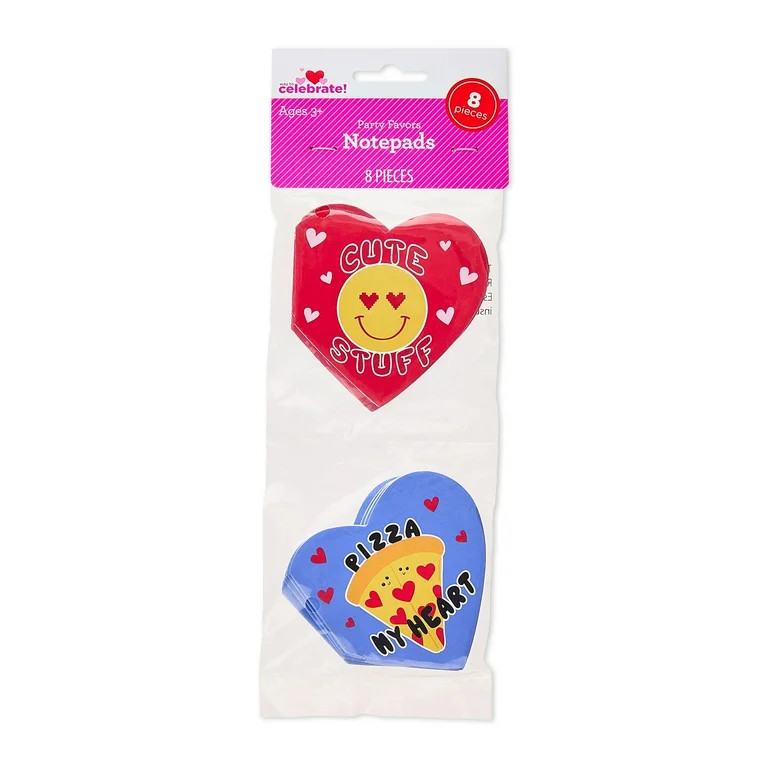 Heart Notepad Party Favors, Multicolor, 8 Count, Valentine's Day by Way To Celebrate | Walmart (US)