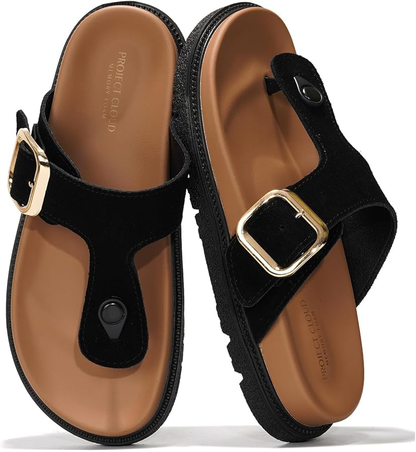 Project Cloud 100% Genuine Suede Upper Platform Sandals Women Summer Dress Slippers Women Fashion... | Amazon (US)