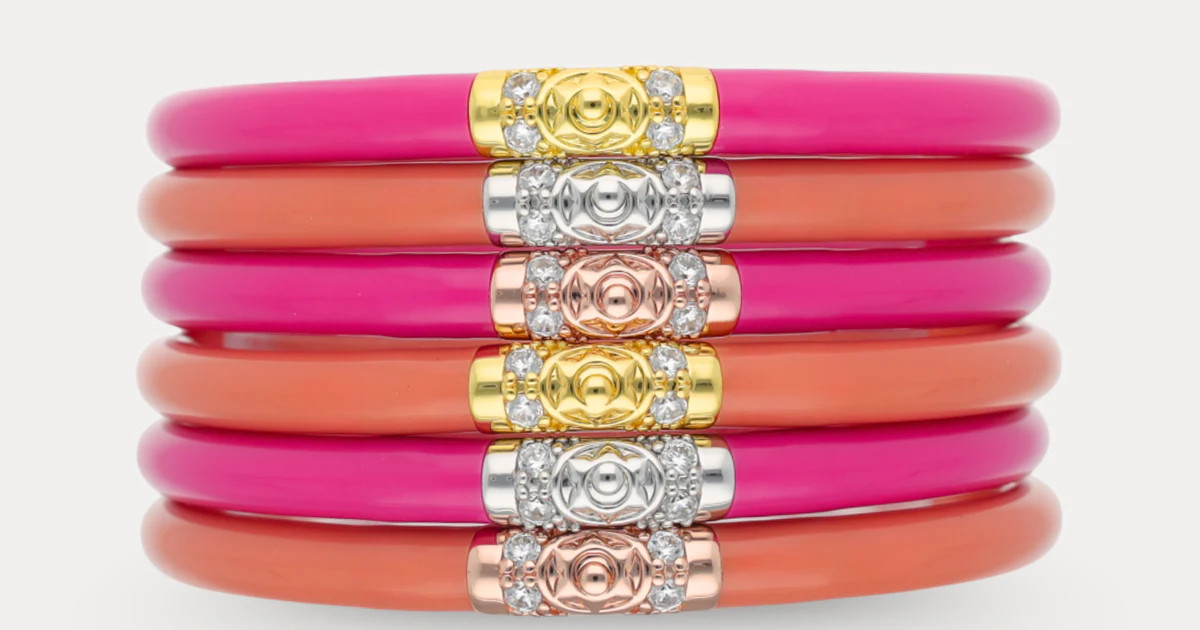Epic Pink/Thai Tea Summer Stripes Bangle Stack | BuDhaGirl