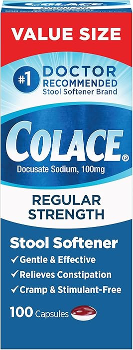 Colace Stool Softener 100 mg, 100 Capsules, Constipation Relief, Docusate Sodium, Gentle Docusate... | Amazon (US)