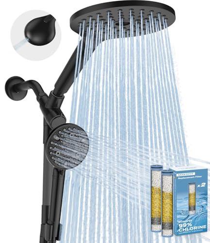 MakeFit Dual Filtered Rain Shower Head Combo, High Pressure Handheld Shower Head with Adjustable Bar - Rainfall Shower Head And Showerhead with Filter for Hard Water - Removes Chlorine | Amazon (US)