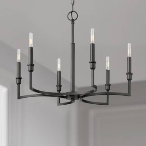 Ellyn 25" Wide Matte Black Metal 6-Light Chandelier - #045C2 | Lamps Plus | Lamps Plus