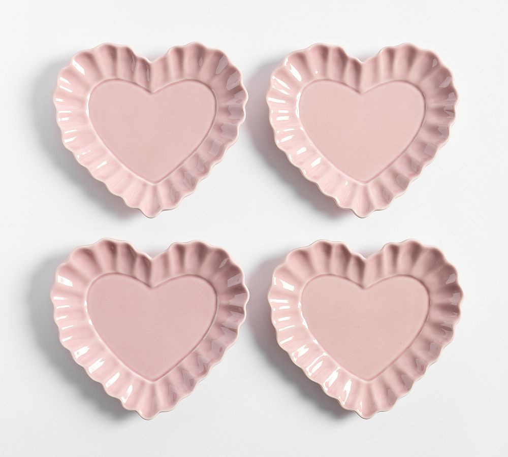 Heirloom Scalloped Heart Stoneware Appetizer Plates - Set of 4 | Pottery Barn (US)