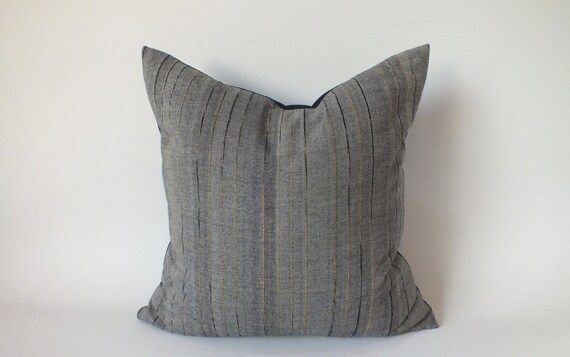 Grey Black Gold Striped Sofa Pillow Case Sashimi Hand-woven - Etsy | Etsy (US)