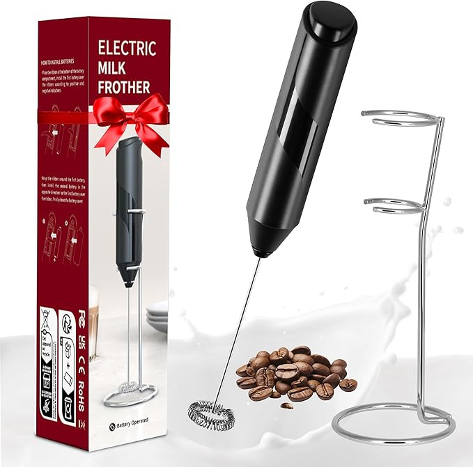 YSSOA Electric Milk Frother Handheld with Stainless Steel Stand Battery Operated Whisk Drink Mixe... | Amazon (US)
