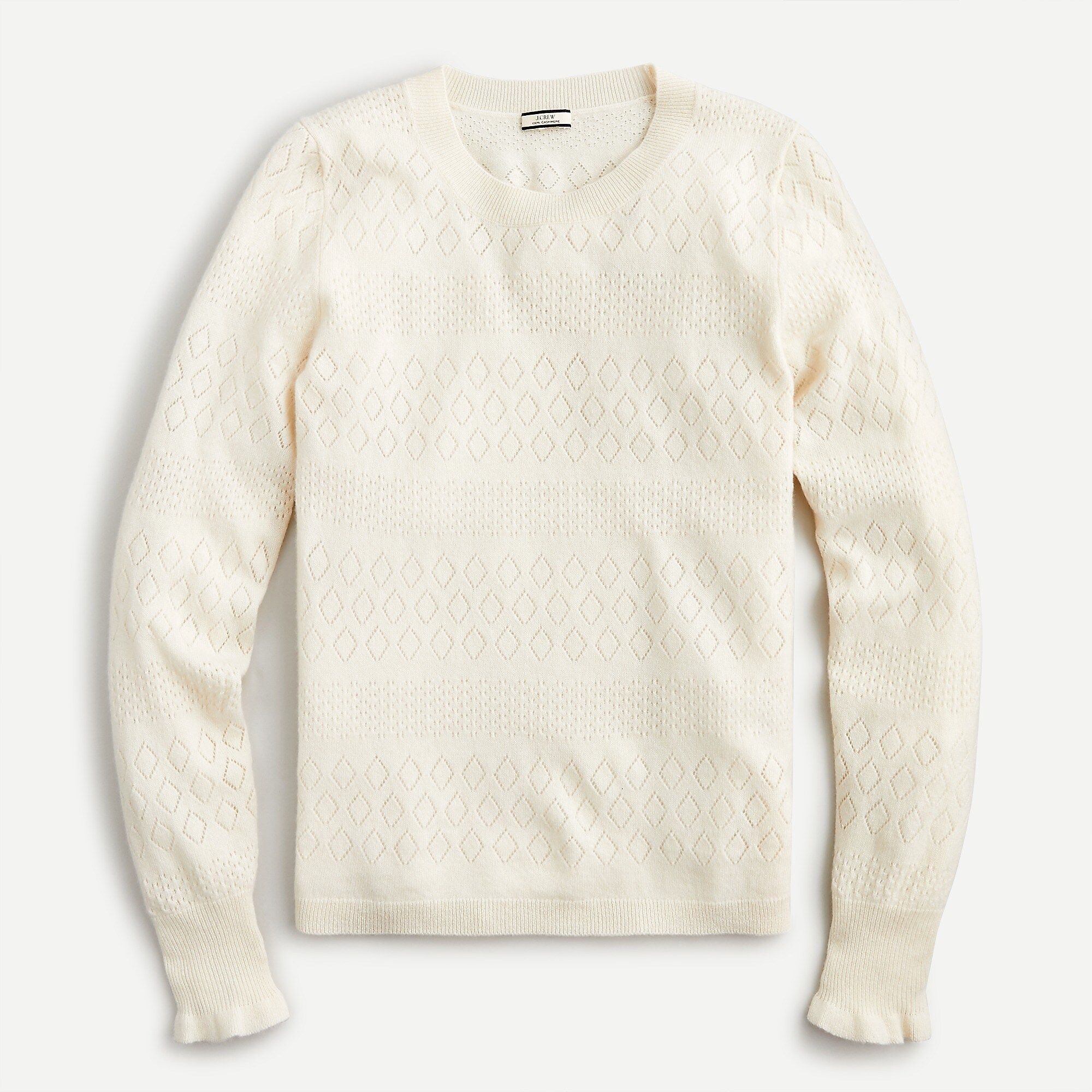 Cashmere crewneck sweater with pointelle stitch | J.Crew US