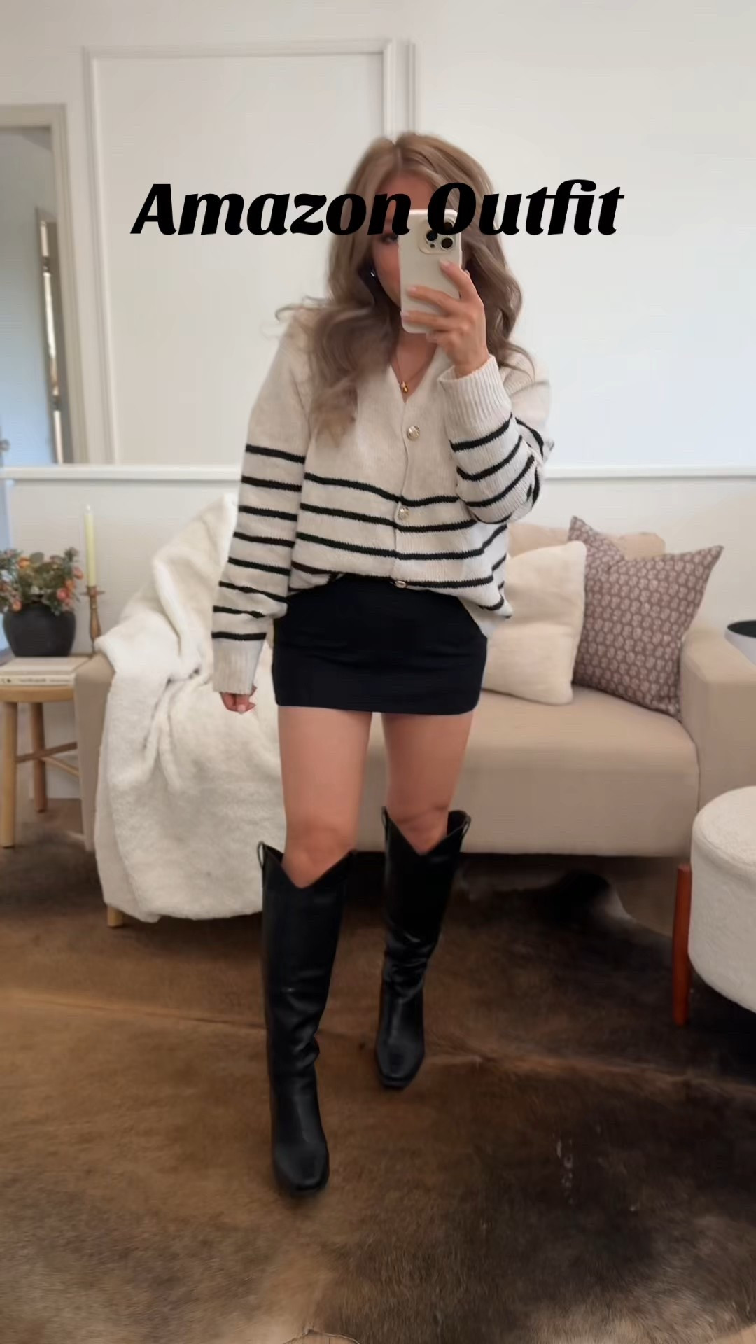 Wearing size small in sweater and skirt.
Exact boots are linked in my TikTok showcase @nancy.buss
Wearing size 6 in the boots-they run tts

#LTKPetite #LTKMidsize