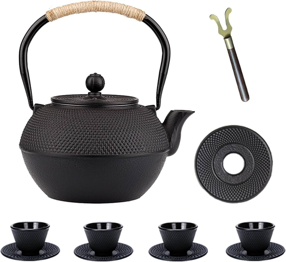 Cast Iron Tea Pot for Stovetop, Japanese Tetsubin Tea Kettle Set Durable Cast Iron Teapot with Te... | Amazon (US)