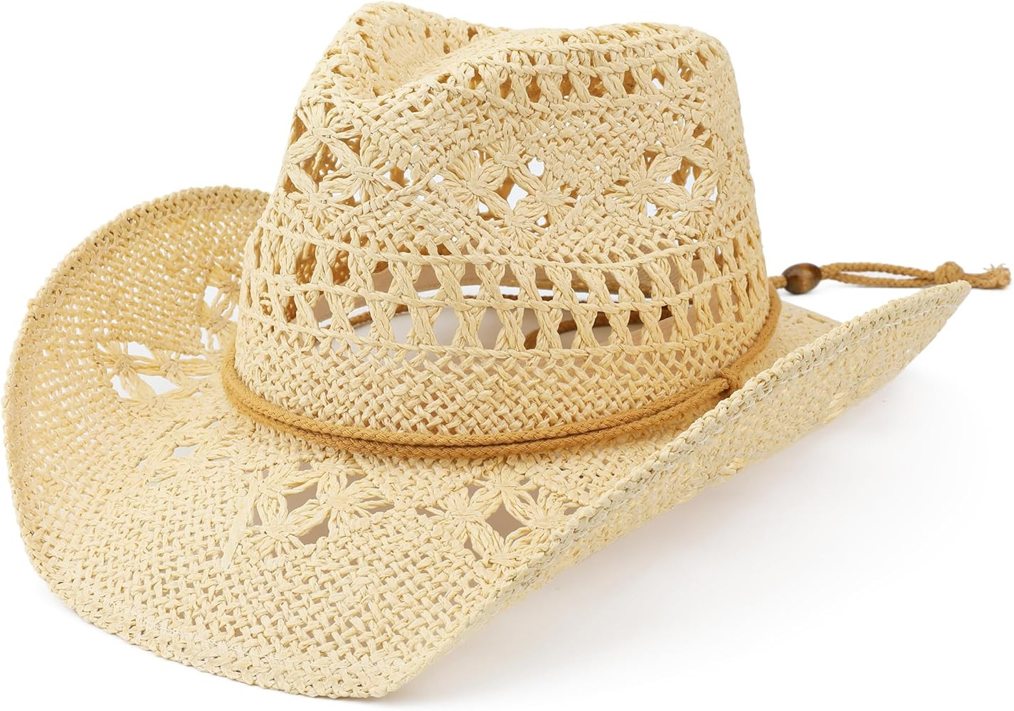 Straw Cowboy Hat for Women and Men with Shapeable Wide Brim Sun Beach Western Cowgirl Hat | Amazon (US)
