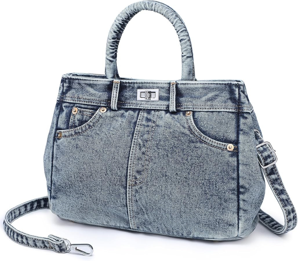 Dasein Trendy Denim Crossbody Bag Lightweight Satchel Shoulder Purse Handbag for Women w/Turn-Loc... | Amazon (US)