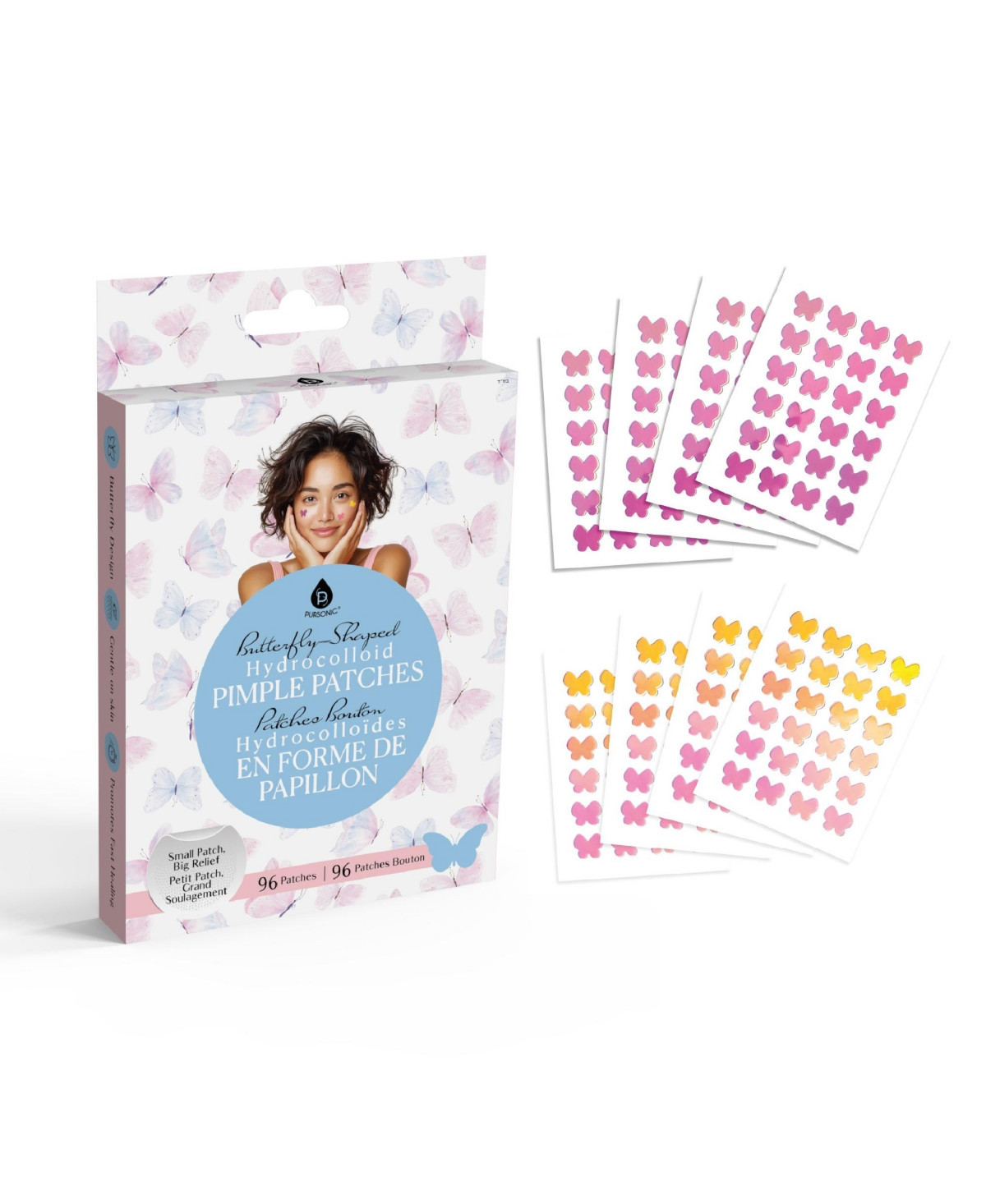 Pursonic Butterfly Hydrocolloid Pimple Patches – Gentle & Effective Blemish Care - Bright Pink | Macy's