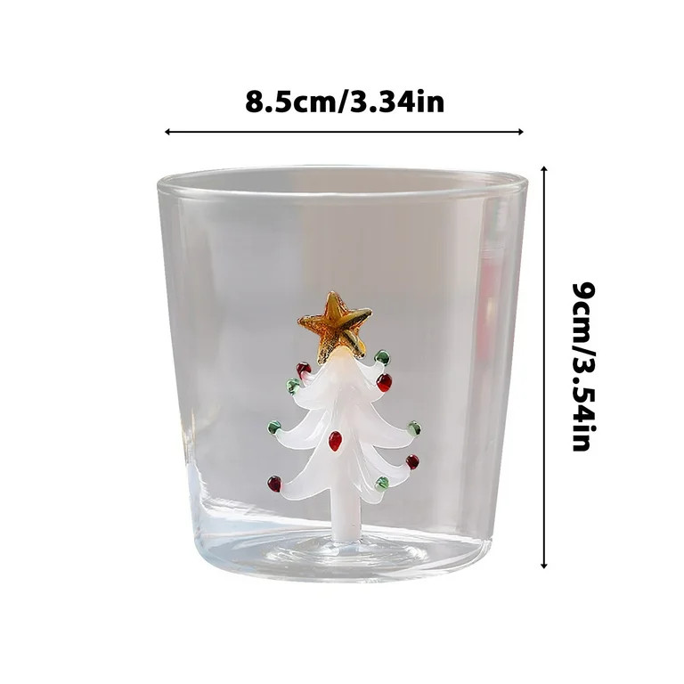 Wadada 3D Drinking Glass Cup With Christmas Tree Figurine Inside Stemless Glass For Wine Water Mi... | Walmart (US)