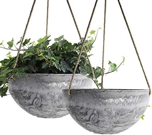 Hanging Planter Flower Plant Pots - 10 Inch Indoor Outdoor Balcony Patio Hanging Basket Set of 2,... | Amazon (US)