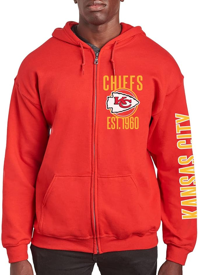 Junk Food Clothing x NFL - MVP Zip Hoodie - Full Zip Adult Unisex Hooded Fleece Sweatshirt - Zip ... | Amazon (US)