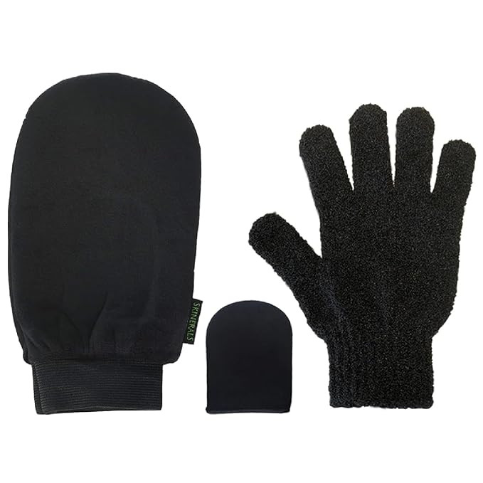 Skinerals Self Tanner Mitt Set, Ultra Soft Double-Sided Application Tanner, Exfoliating Glove and... | Amazon (US)