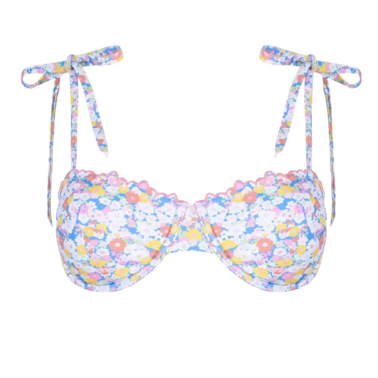 women's jasmine blossom cup bikini top with tie straps | Minnow
