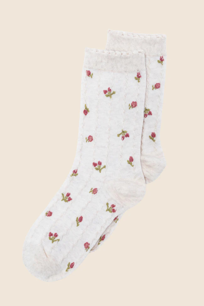 Cream Florette Socks | Pink Lily