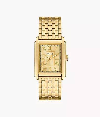 Carraway Three-Hand Gold-Tone Stainless Steel Watch | Fossil (US)