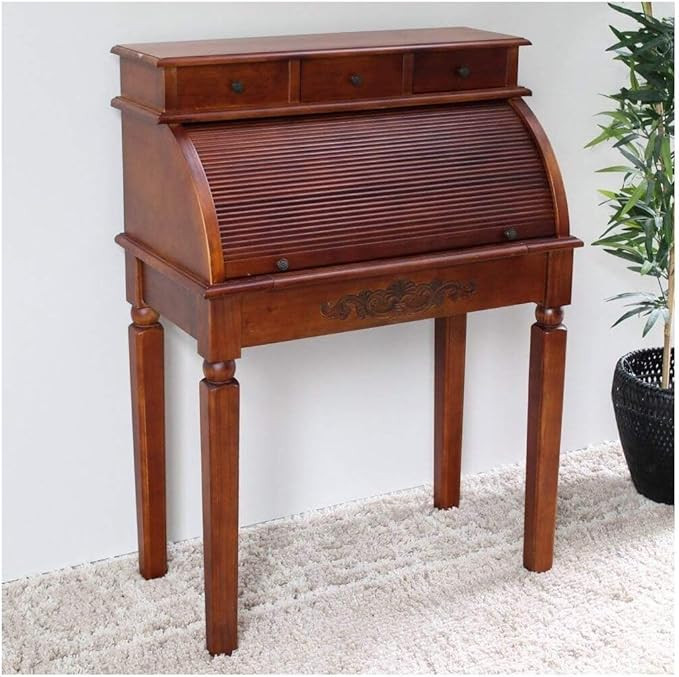 International Caravan Furniture Piece Carved Wood Roll Top Desk | Amazon (US)