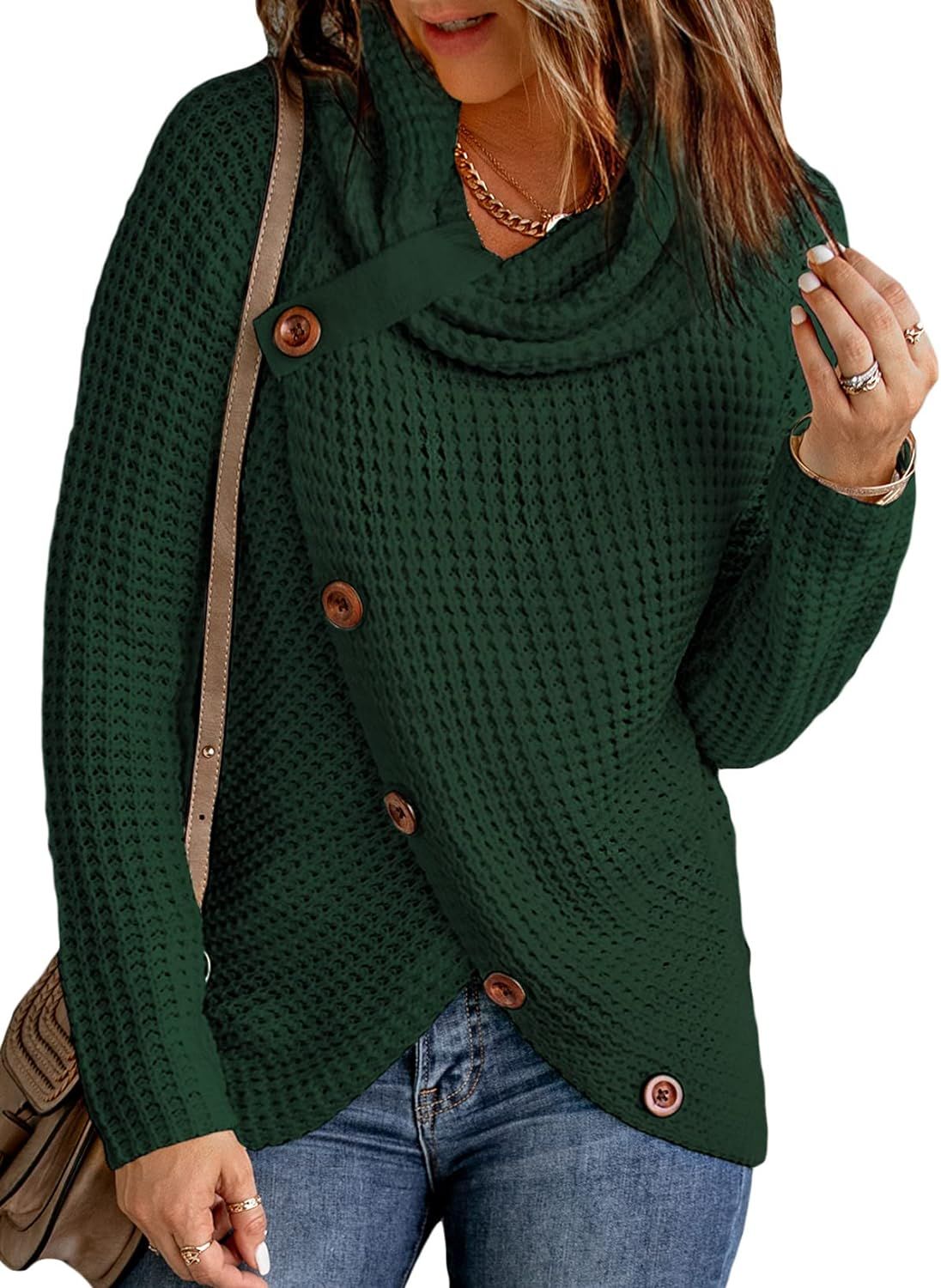 Asvivid Womens Sweaters Fall Fashion 2022 Wrap Cowl Neck Sweaters Long Sleeve Asymmetric Pullover... | Amazon (US)