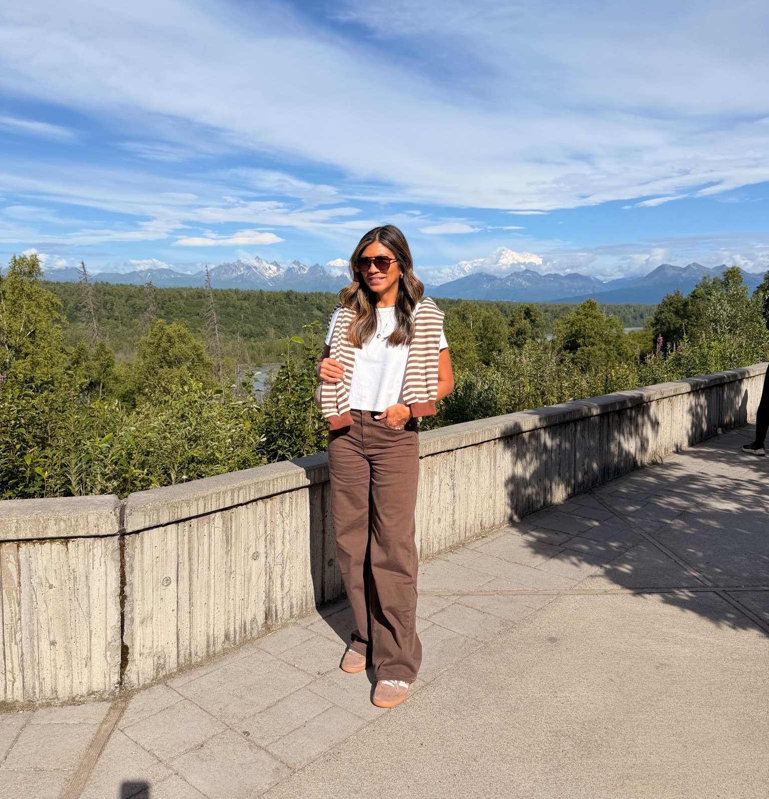 I’m 5’2” 118#ish for reference 
What to Wear In Alaska in the Summer
Jeans fit tts, in regular length, wearing size 26, in Coffee Brown. I also own the shirt length.
White tee in small tts.
Long sleeve top in small-oversized fit.
Sneakers Adidas Spezial size down.
Bag is the small size-taupe.
Summer outfit in Alaska-can transition to fall,over 50 style, midlife fashion, petite fashion,midlife women, affordable fashion, fashion over40

#LTKPetite #LTKTravel #LTKOver40