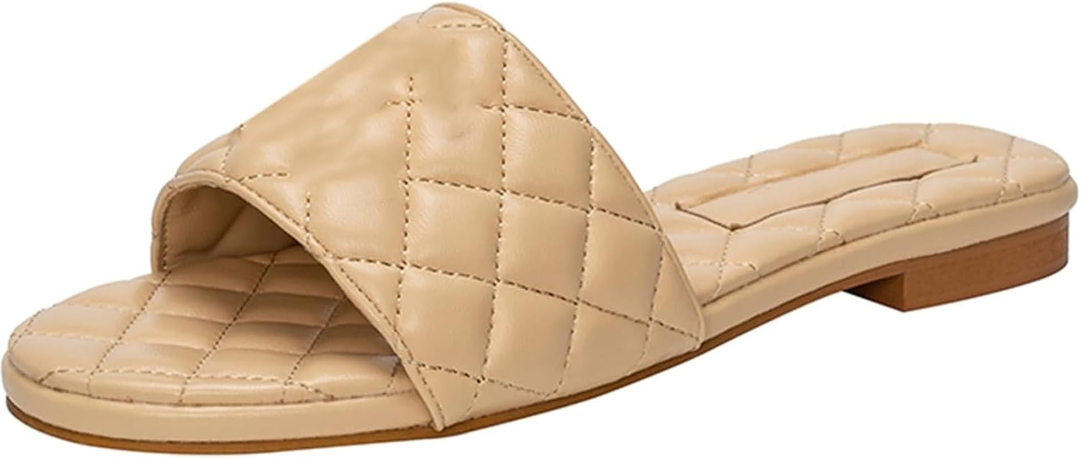 Women's Flat Sandals Comfort Slip-On Embroidered Strap, Non-Slip Sole Slide Sandals for Summer Be... | Amazon (US)