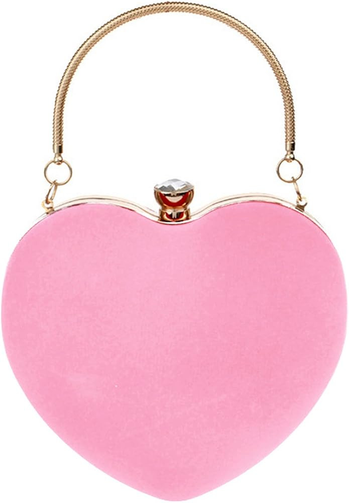 Sun Kea Women Heart Shaped Handbag Mini Clutch Chain Purse Chic Shoulder Bag Evening Tote | Amazon (US)
