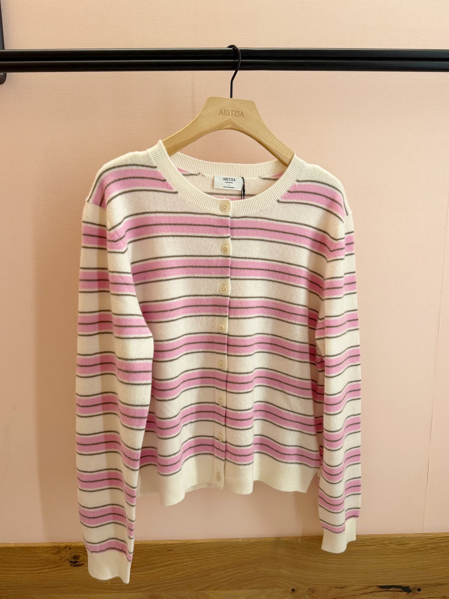 Love this striped cashmere cardigan for transitioning from winter to spring! Such a pretty color palette that can be paired with jeans, pants, shorts and skirts. This cardigan would be perfect with the viral Aritzia lodge pants that can be dressed up or dressed down and make the perfect workwear or travel outfit! 

#LTKWorkwear #LTKOver40 #LTKTravel