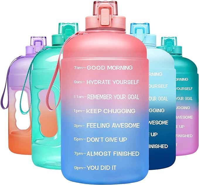 Venture Pal Half Gallon/ 64 Oz Motivational Water Bottle with Time Marker - Reusable Water Jug wi... | Amazon (US)