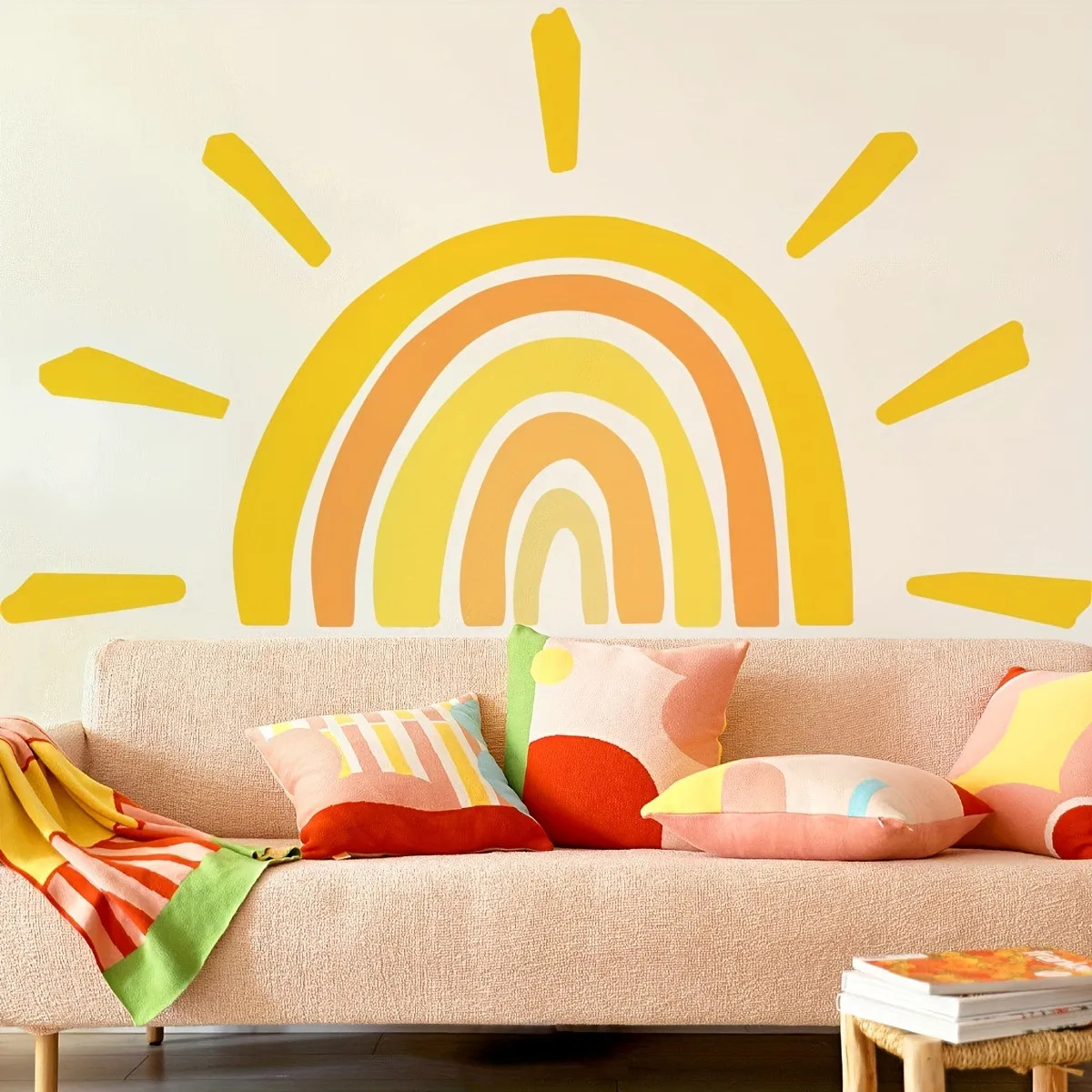 1pc Large Boho Sun Wall Decals, Large Half Sun Wall Stickers, Wall Decor For Boy Girl Kids Bedroo... | Temu Affiliate Program