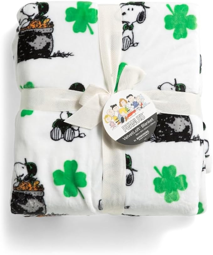 Berkshire Blanket Peanuts Gang St. Patrick's Day Velvet Plush Blanket, Shamrock Party Theme, Poly... | Amazon (US)