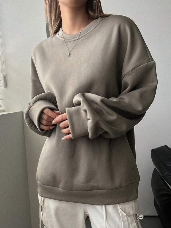 DAZY Solid Drop Shoulder Sweatshirt | SHEIN