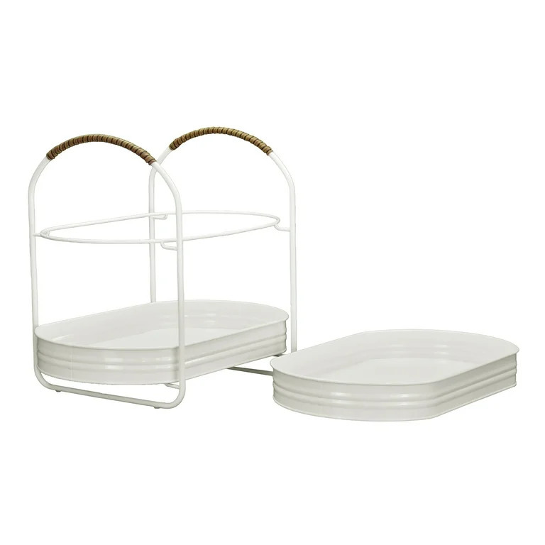 Better Homes & Gardens - Vanilla White Galvanized 2-Tier Serving Tray Stand,15.90 in x 10.74 in | Walmart (US)