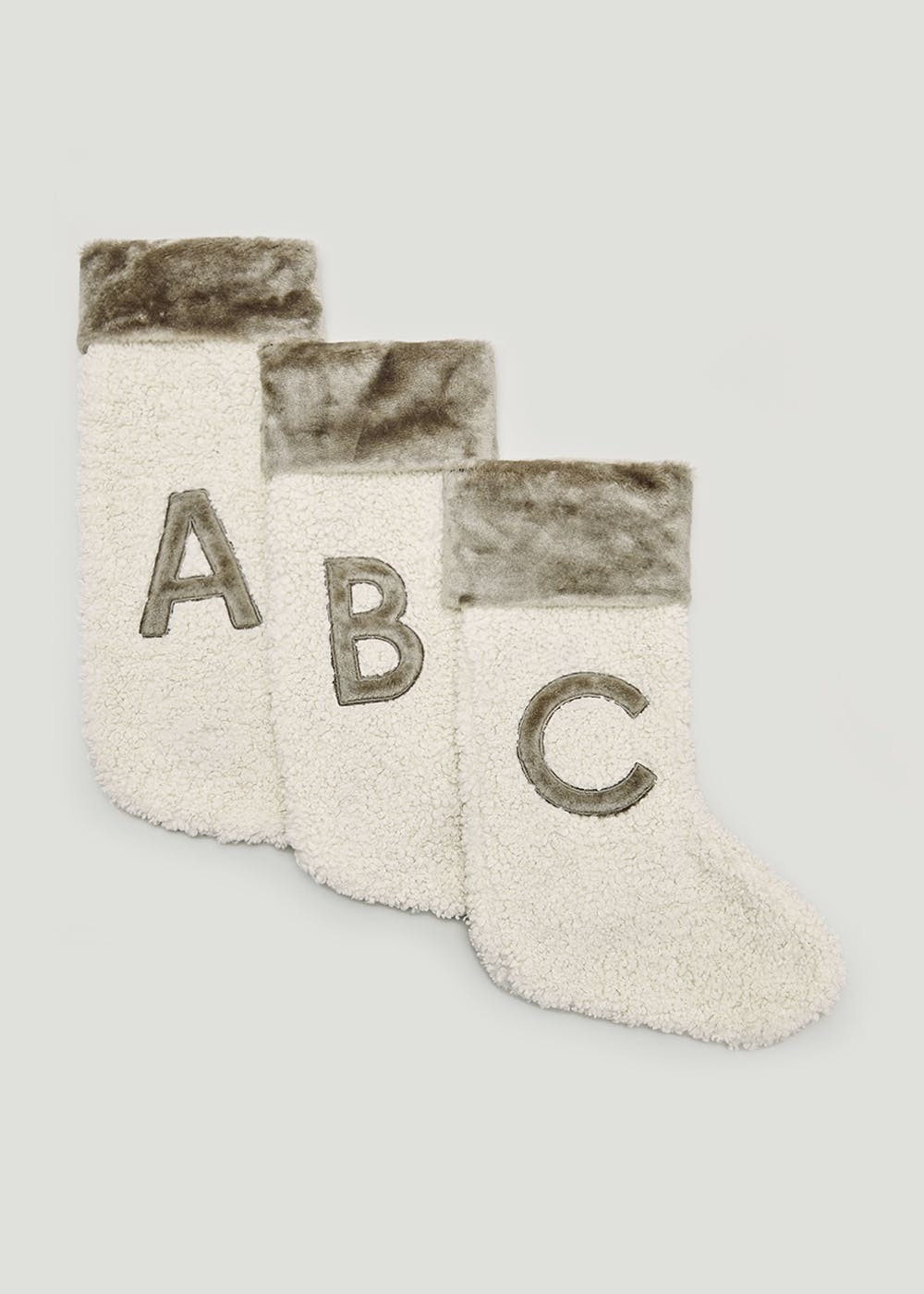 Natural Teddy Fleece Alphabet Stocking (51cm x 32cm) – Beige | Matalan (UK)