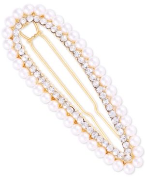 Guess Gold-Tone Crystal & Imitation Pearl Hair Barrette | Macys (US)