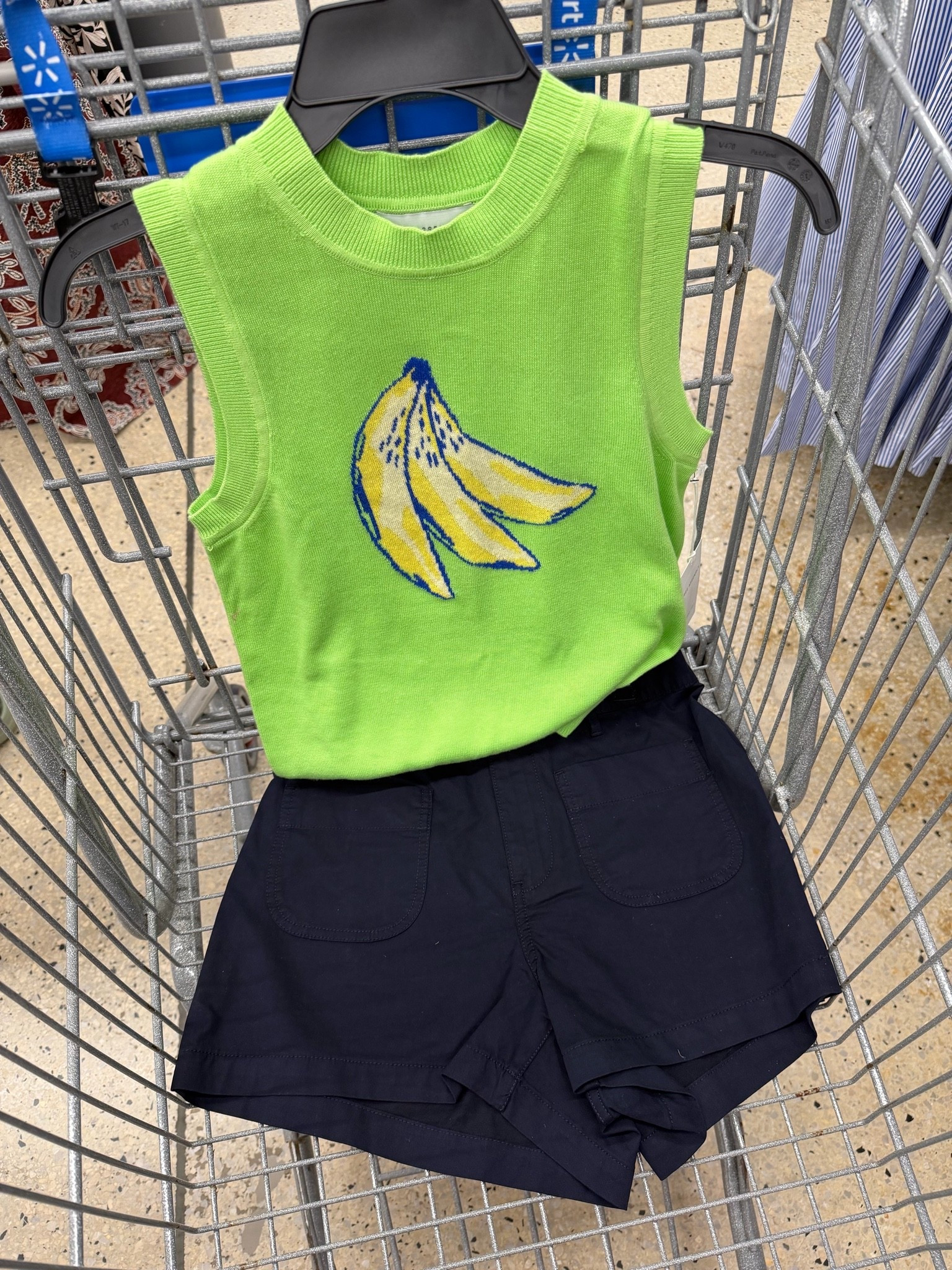 Walmart knit shell and cotton twill shorts outfit idea #walmartfashion