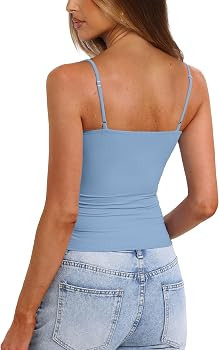 Darong Women's Tank Tops with Built-in Bra Spaghetti Straps Crop Tank Top Summer Y2K Going Out Sl... | Amazon (US)