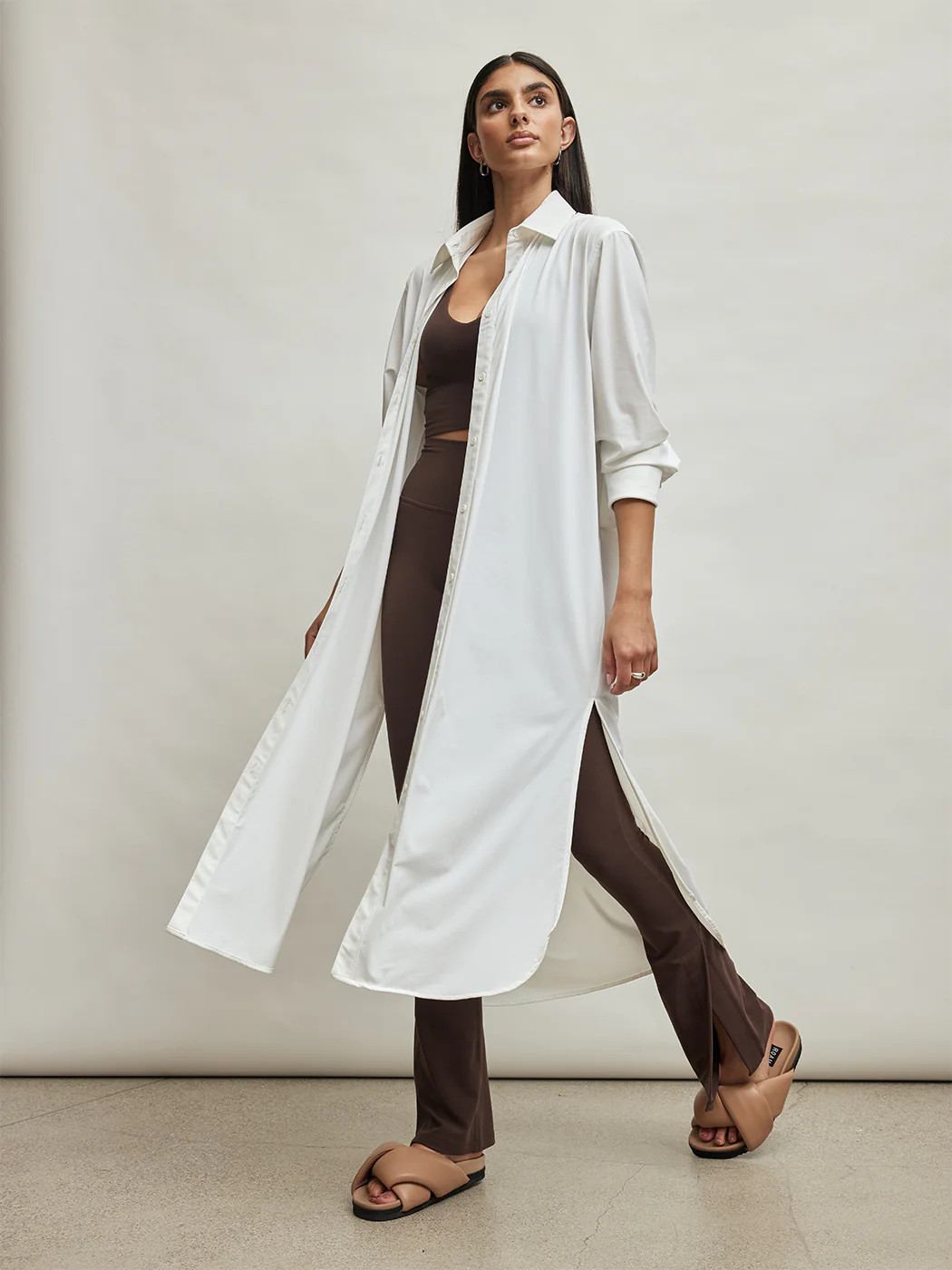 Button Up Oversized Tunic - White | Carbon38
